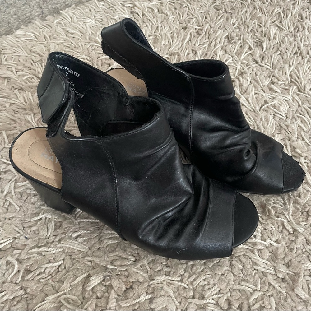 Black Faux Leather Heels